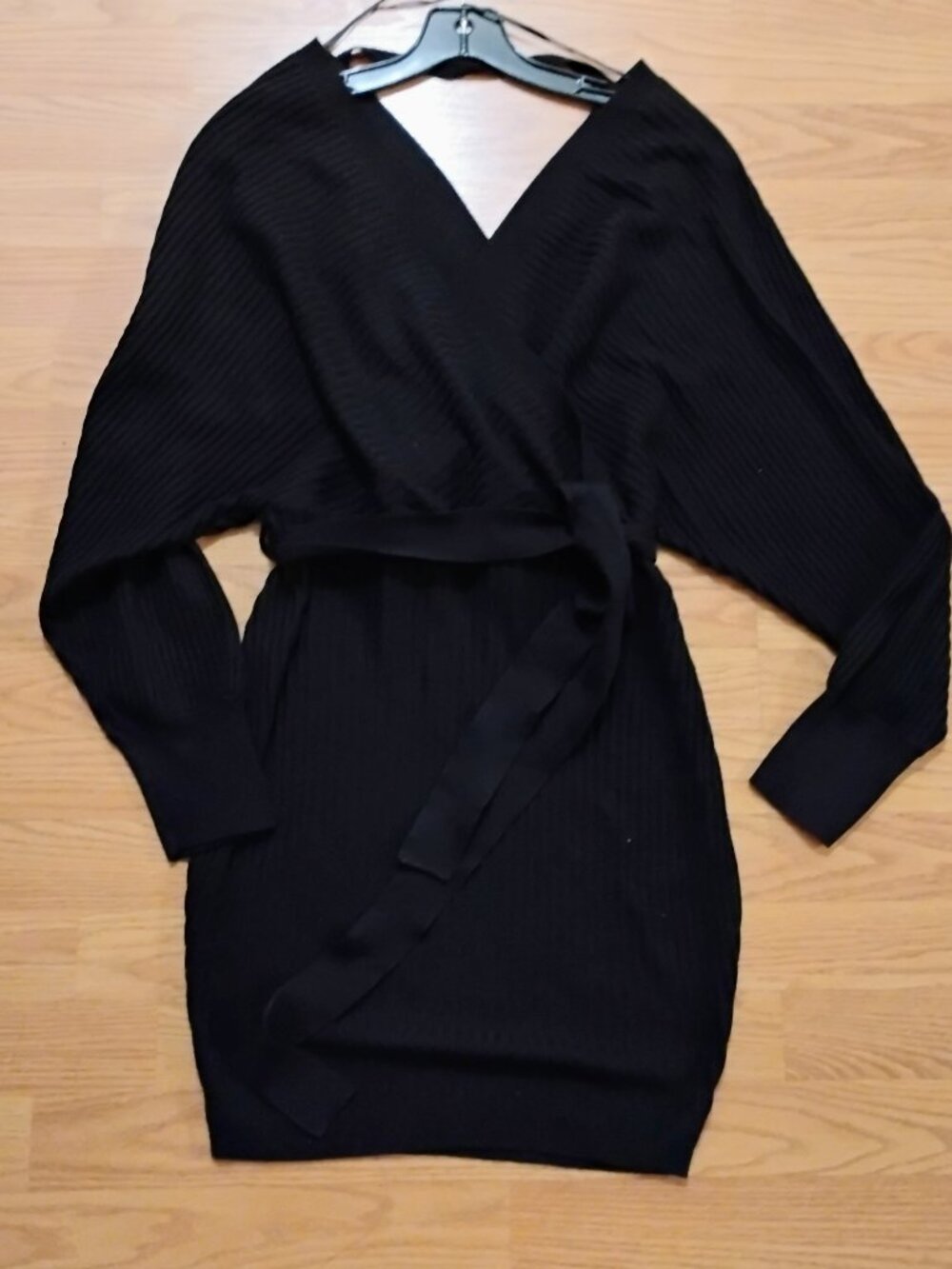 Plunging sweater dress